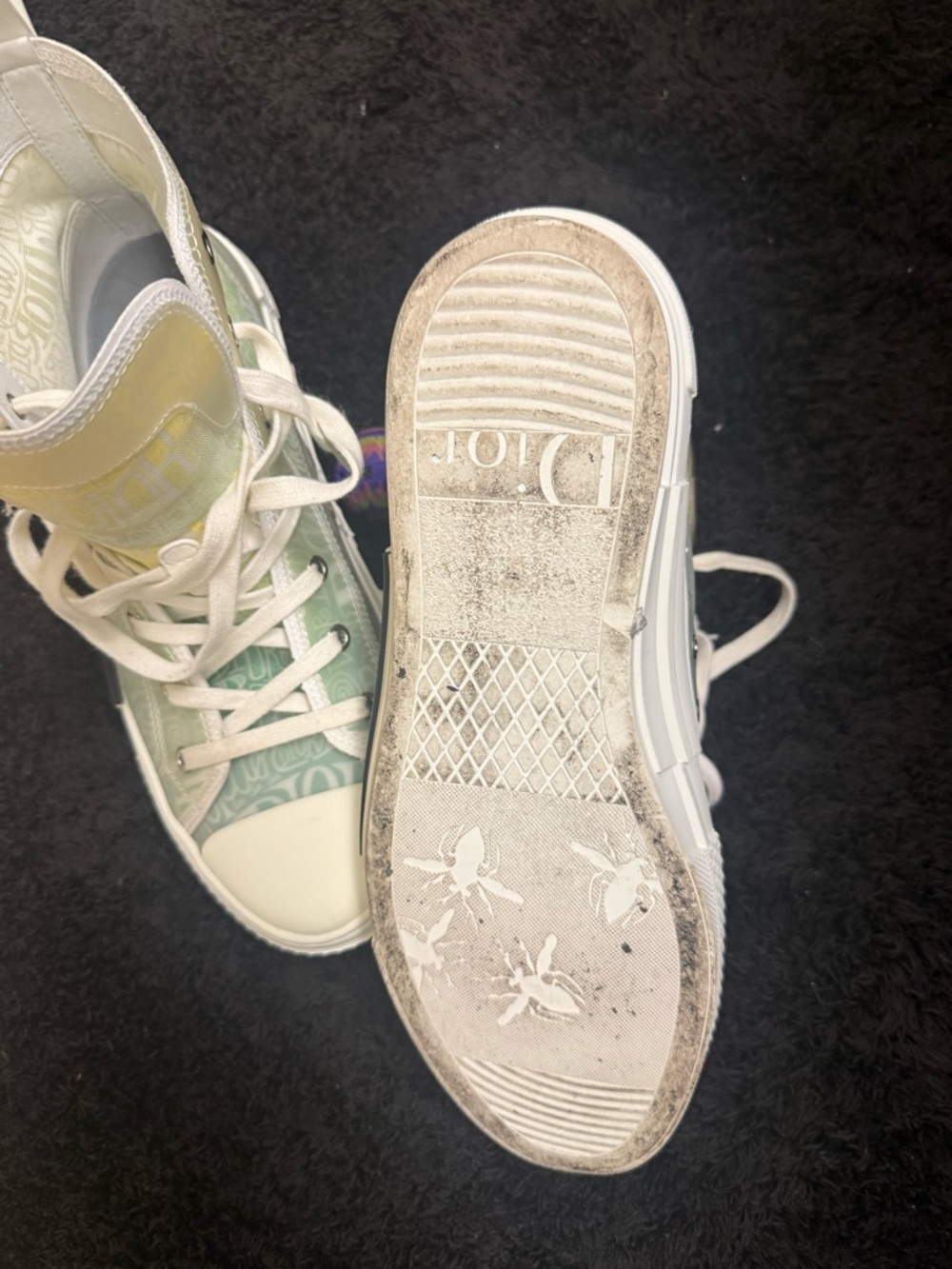 Dior High-Top Sneakers in White with Green and Yellow Gradient - Picture 8 of 8